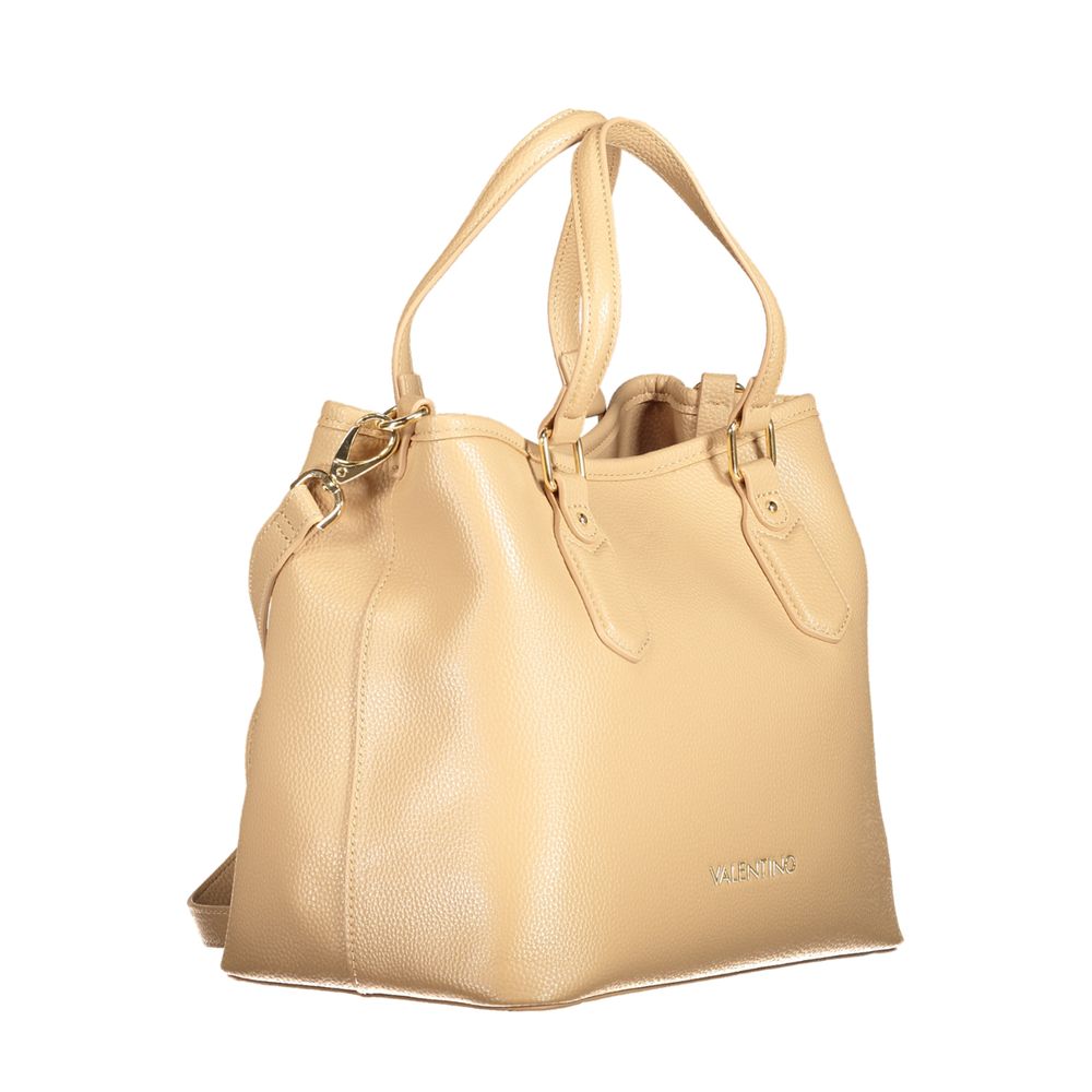 Mario Valentino Beige Polyethylene Women Handbag with dual handles and detachable shoulder strap