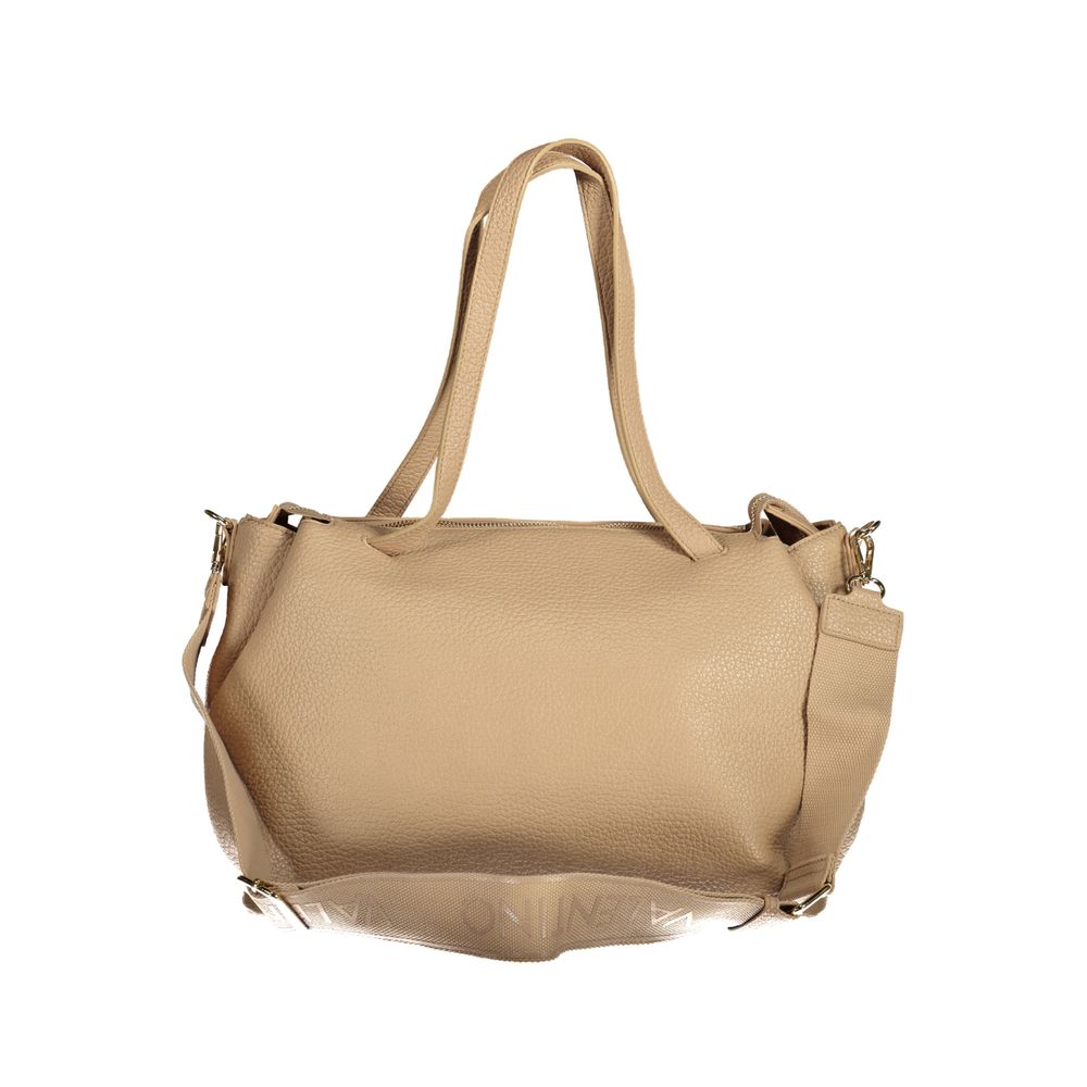 Mario Valentino Beige Polyethylene Women Handbag with dual shoulder handles, adjustable strap, and spacious interior.