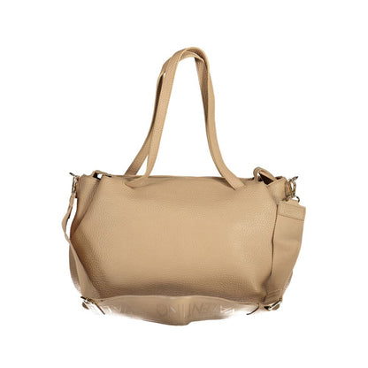 Mario Valentino Beige Polyethylene Women Handbag with dual shoulder handles, adjustable strap, and spacious interior.