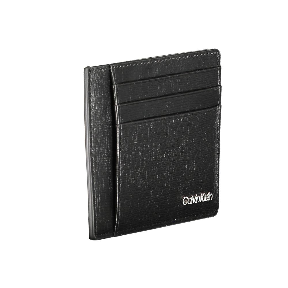 Calvin Klein Black Polyester Men Wallet with RFID blocking and bold logo, sleek card holder design for modern functionality.