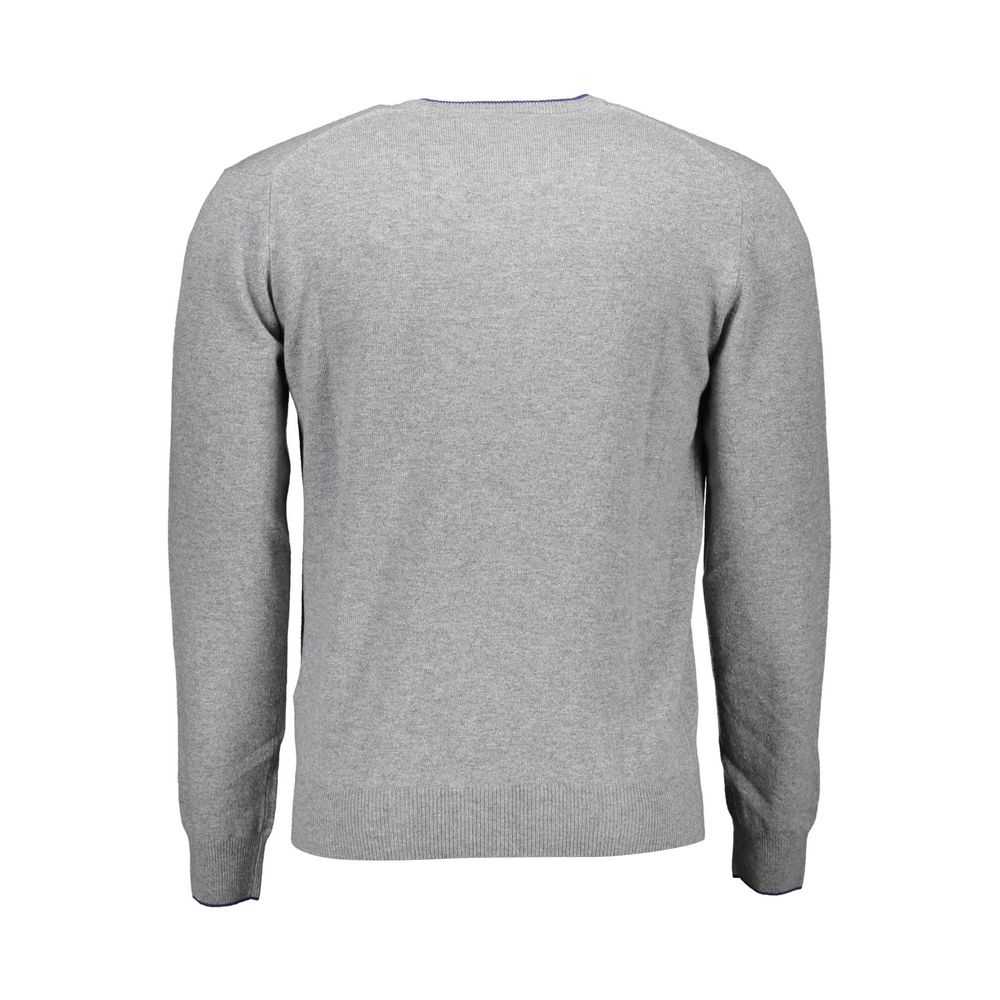Back view of Harmont & Blaine Brown Wool Men Sweater showcasing long sleeves and classic design.