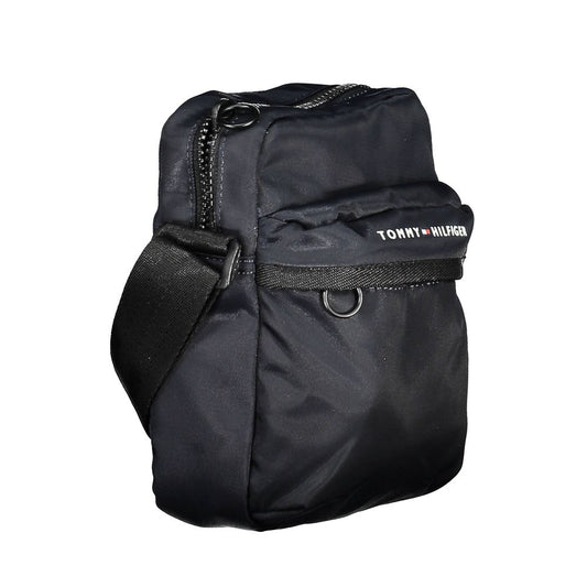 Tommy Hilfiger Blue Polyester Men Shoulder Bag with eco-friendly design, featuring external pocket and Tommy logo.