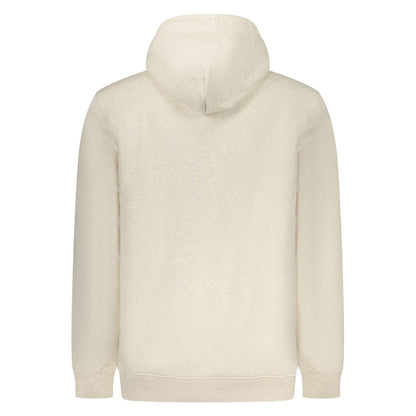 Back view of Tommy Hilfiger Beige Cotton Men Sweater with hood, showcasing trendy and sustainable design in regenerative cotton blend.