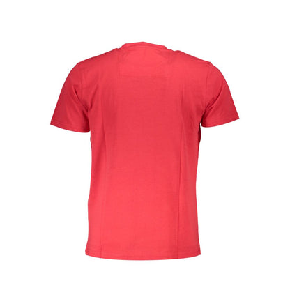 Back view of Cavalli Class Red Cotton Men T-Shirt showcasing bold style and Italian craftsmanship