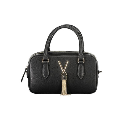 Mario Valentino Black Polyethylene Women Handbag with sleek handles and adjustable shoulder strap.