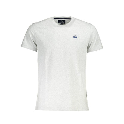 La Martina Brown Cotton Men T-Shirt with crew neck and logo embroidery for stylish casual wear.