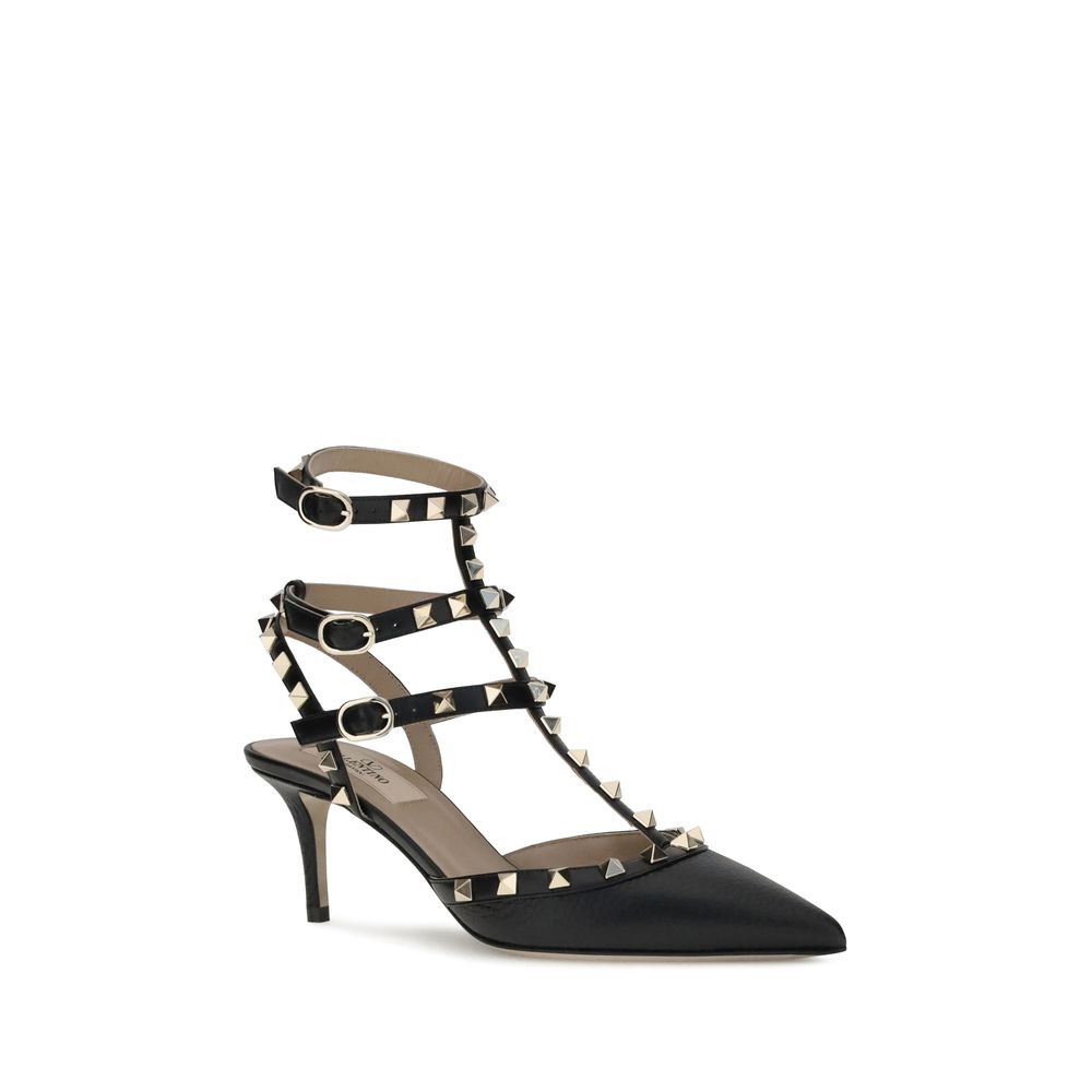 Valentino Garavani Black Calf Leather Bos Taurus High Heel Pumps