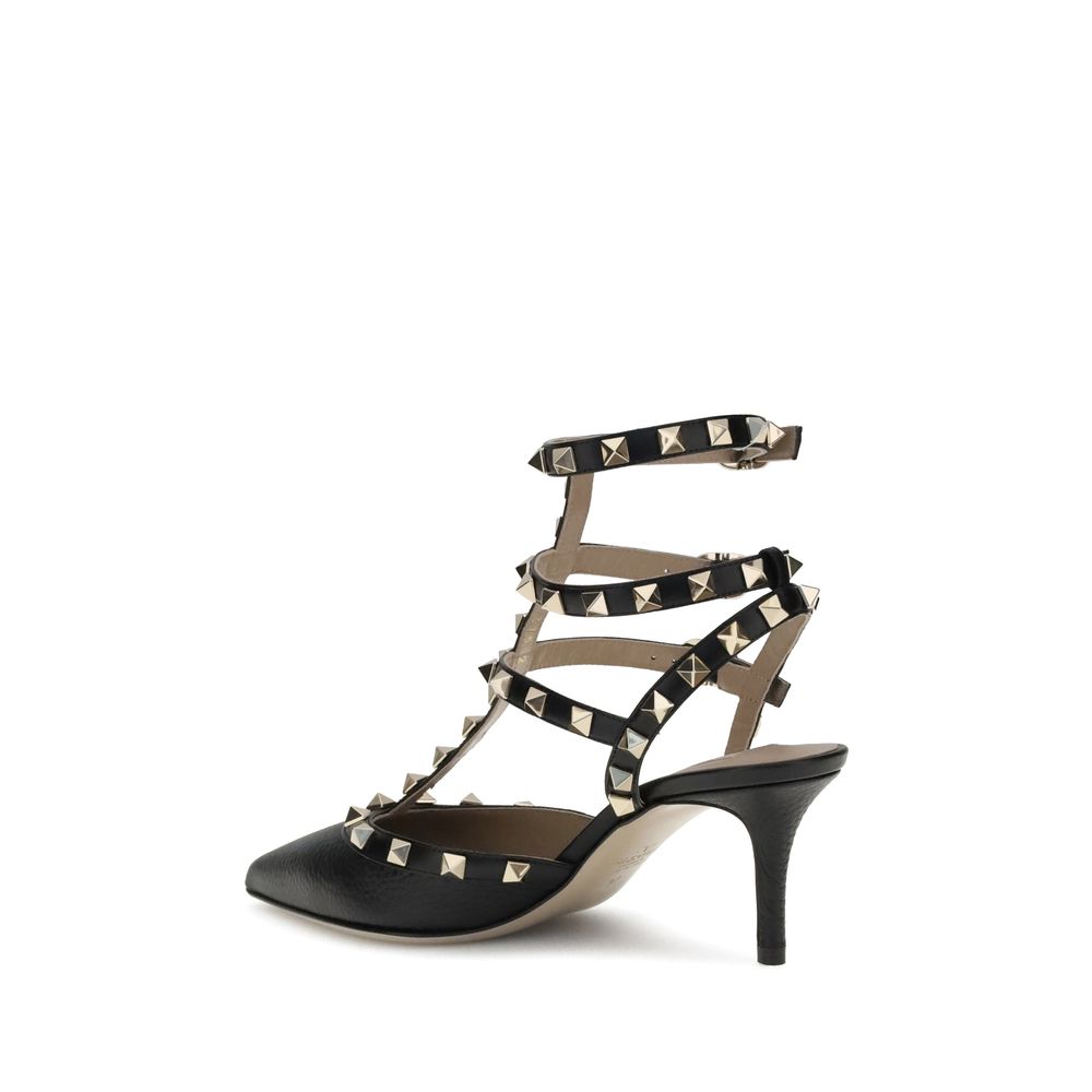 Valentino Garavani Black Calf Leather Bos Taurus High Heel Pumps
