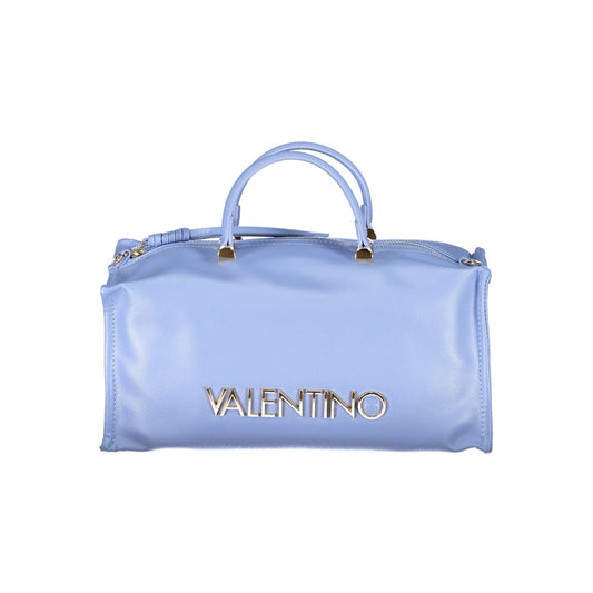 Mario Valentino Light Blue Polyethylene Women Handbag with dual handles and zip closure.