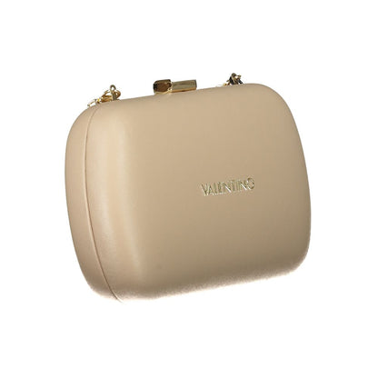 Mario Valentino Beige Polyethylene Women Handbag with chain strap and iconic logo, showcasing elegance and durability.