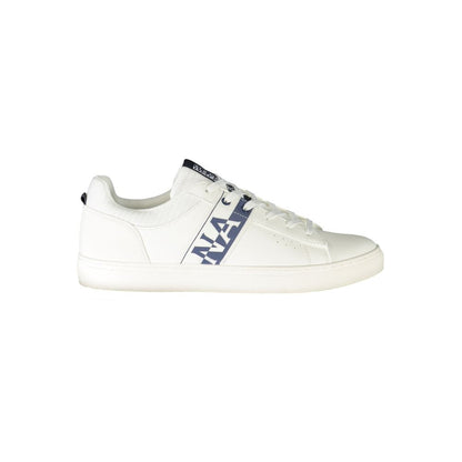 Napapijri White Leather Men Sneaker with logo and contrasting details, perfect for stylish comfort.