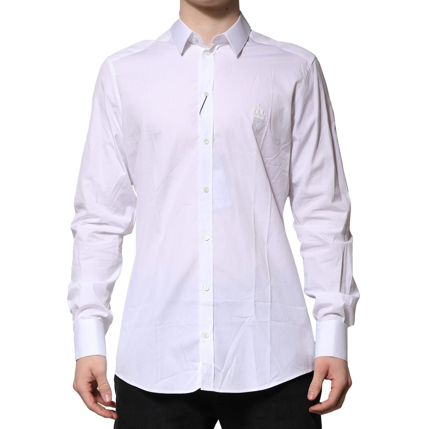 Dolce & Gabbana White Cotton GOLD Long Sleeves Formal Shirt