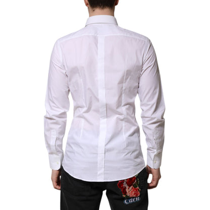 Dolce & Gabbana White Cotton GOLD Long Sleeves Formal Shirt