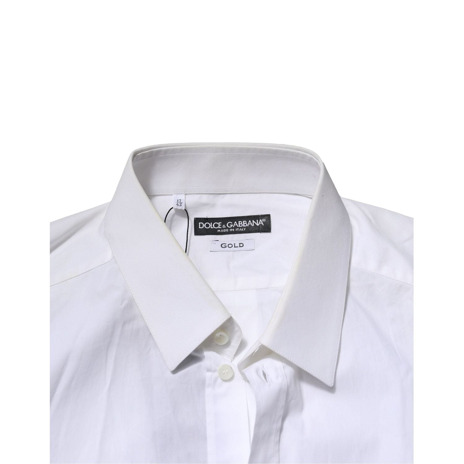 Dolce & Gabbana White Cotton GOLD Long Sleeves Formal Shirt