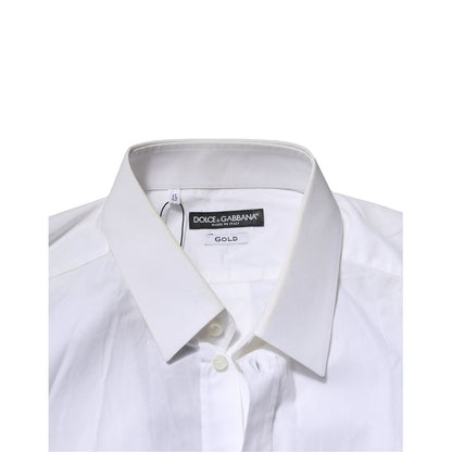 Dolce & Gabbana White Cotton GOLD Long Sleeves Formal Shirt