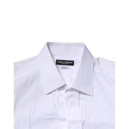 Dolce & Gabbana White Cotton GOLD Long Sleeves Formal Shirt