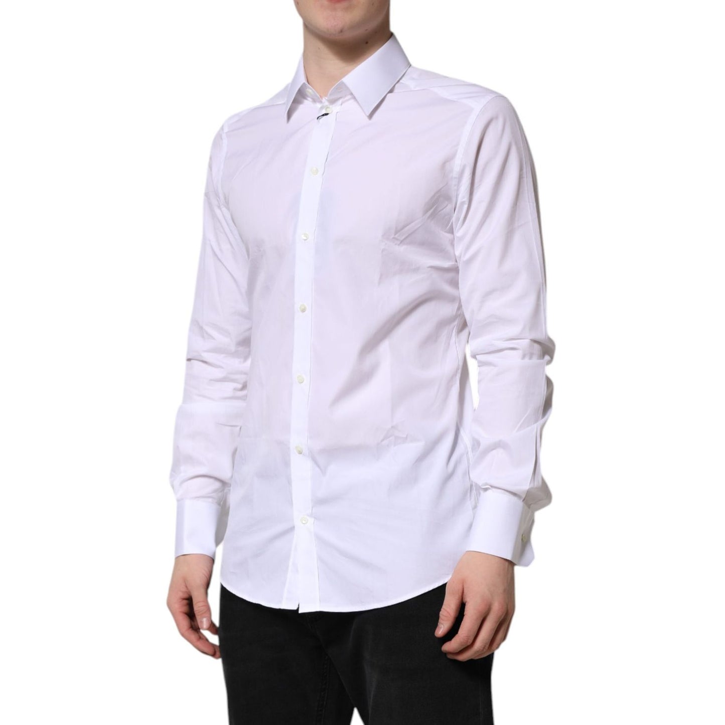 Dolce & Gabbana White GOLD Long Sleeves Dress Formal Shirt