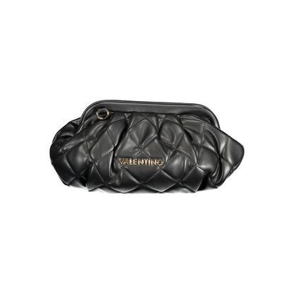 Mario Valentino Black Polyethylene Handbag with quilted design, featuring logo and removable strap, stylish and versatile bag.