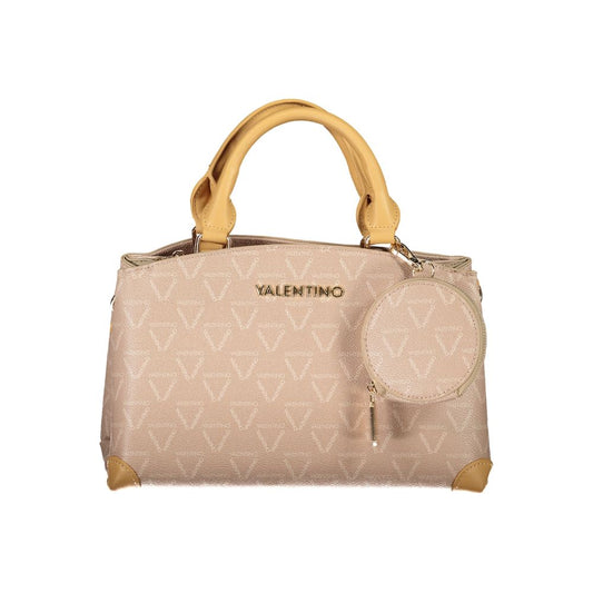 Mario Valentino Beige Polyethylene Handbag with handles, adjustable straps, and logo detailing.
