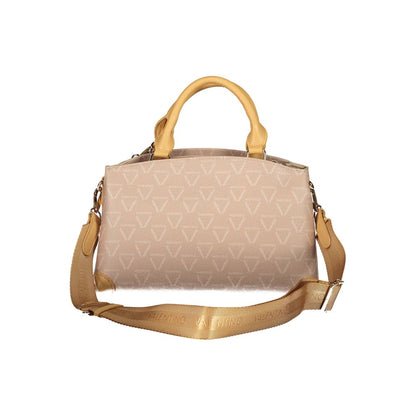 Mario Valentino Beige Polyethylene Handbag with handles and straps, featuring external pockets and contrasting details, logo visible.
