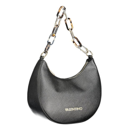 Mario Valentino Black Polyethylene Handbag with removable chain shoulder handle and logo.