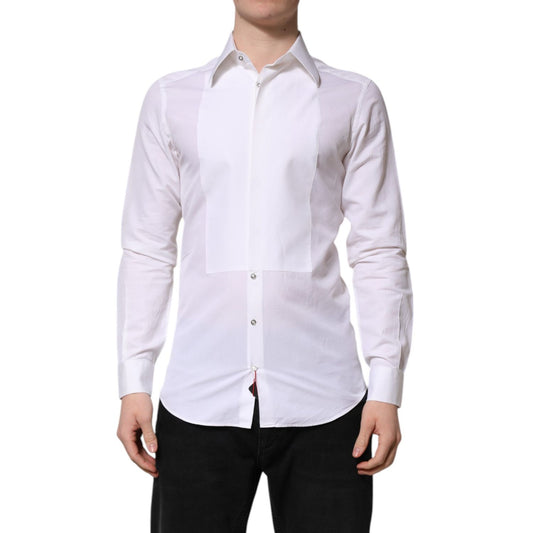Dolce & Gabbana White GOLD Cotton Poplin Dress Formal Shirt
