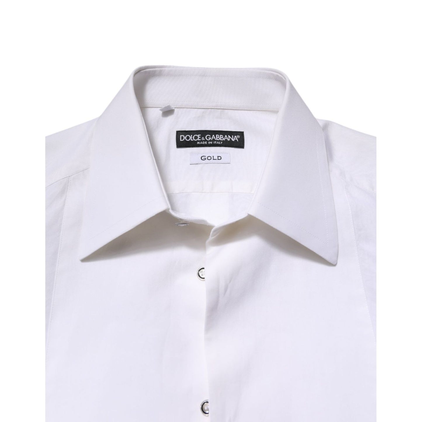 Dolce & Gabbana White GOLD Cotton Poplin Dress Formal Shirt