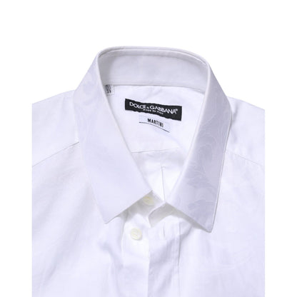 Dolce & Gabbana White MARTINI Cotton Long Sleeve Formal Shirt