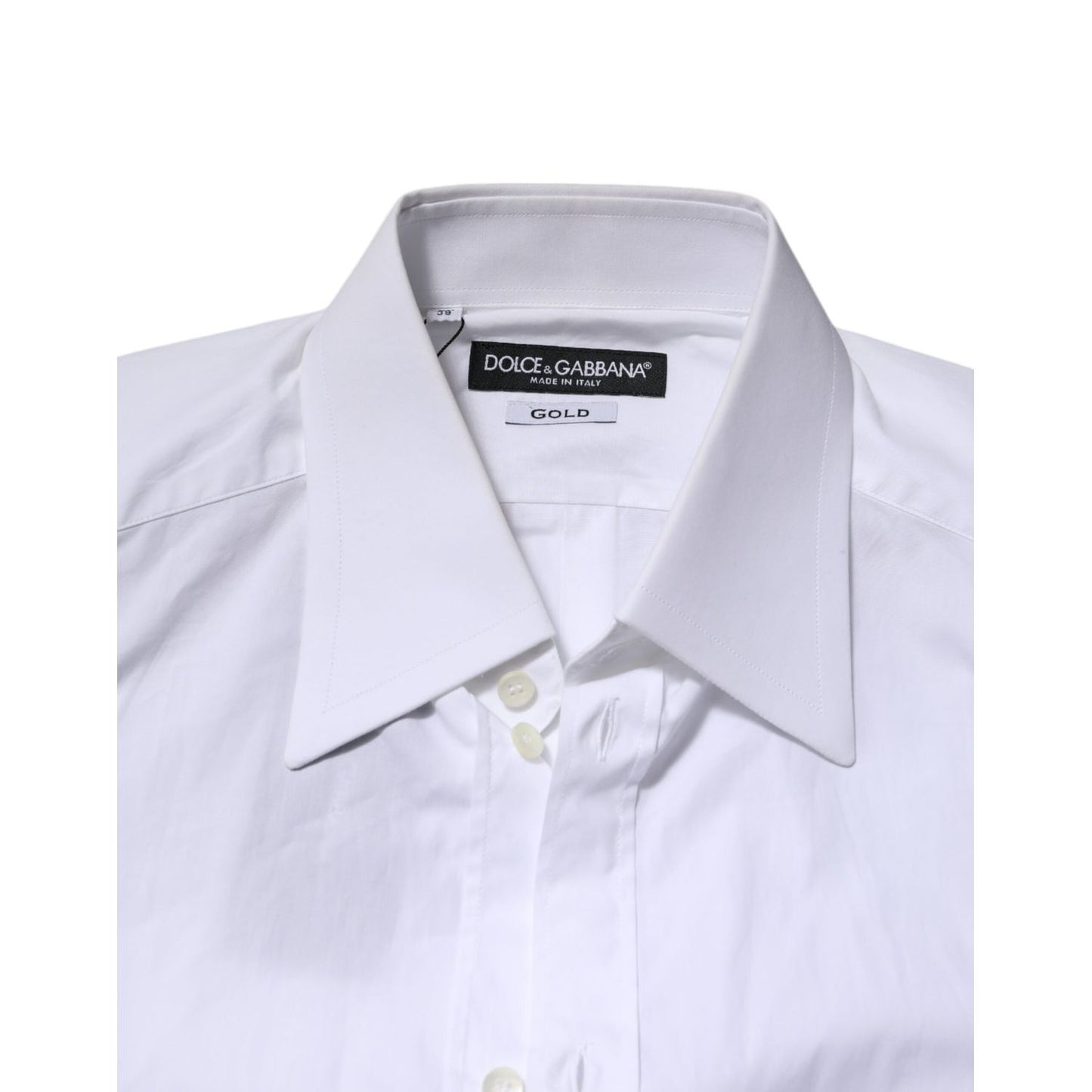 Dolce & Gabbana White GOLD Cotton Poplin Dress Formal Shirt