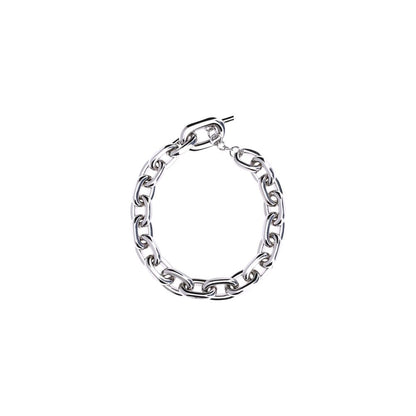 Rabanne Silver Aluminum Necklace with XL link chain and adjustable clasp for bold, contemporary style.