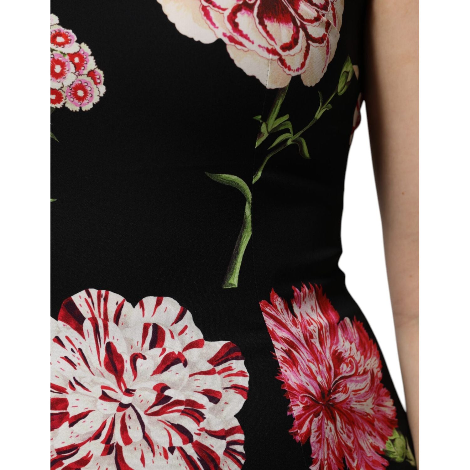 Dolce & Gabbana Black Floral Print Sleeveless Tank Blouse Top