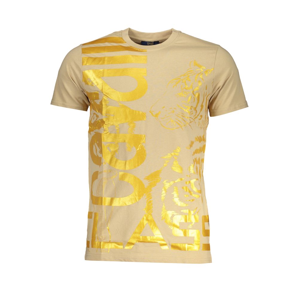Cavalli Class Beige Cotton Men T-Shirt