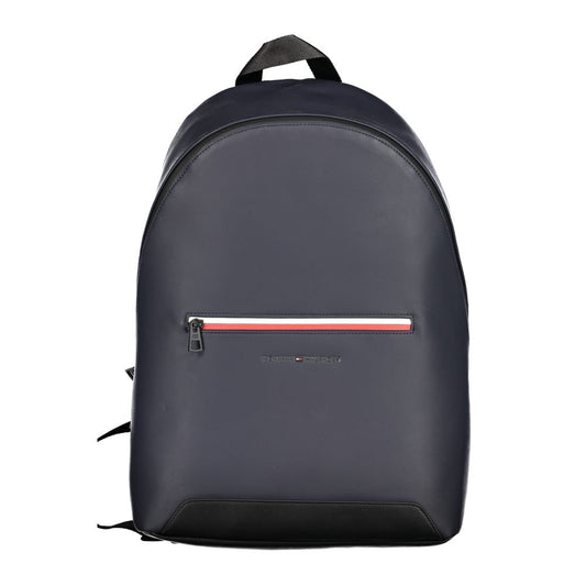 Tommy Hilfiger Blue Polyester Backpack with adjustable straps and external pocket, ideal for travel and storage.