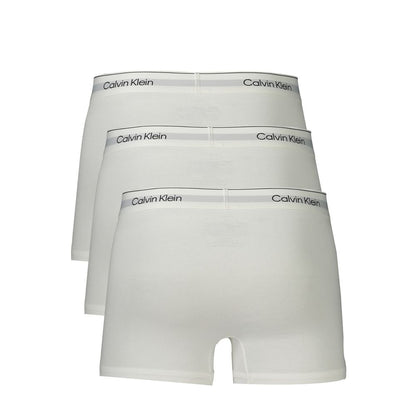 Calvin Klein White Cotton Men Boxer tri-pack with elastic waistband and logo, offers unmatched comfort and style for modern men.
