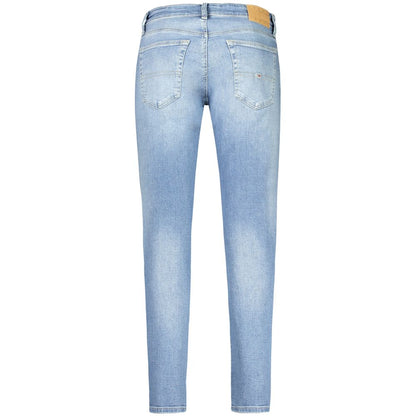 Back view of Tommy Hilfiger Blue Cotton Men Jeans with a washed effect and slim-tapered fit.