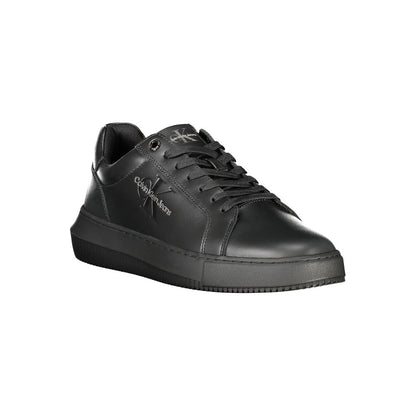 Calvin Klein Black Polyester Sneaker featuring laces, contrast details, removable footbed, and logo on side, made with 50% recycled rubber.