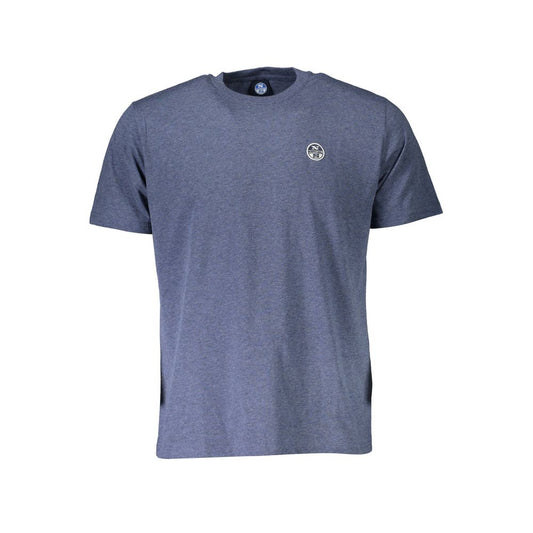 North Sails Blue Cotton Men T-Shirt with short sleeves and logo on front