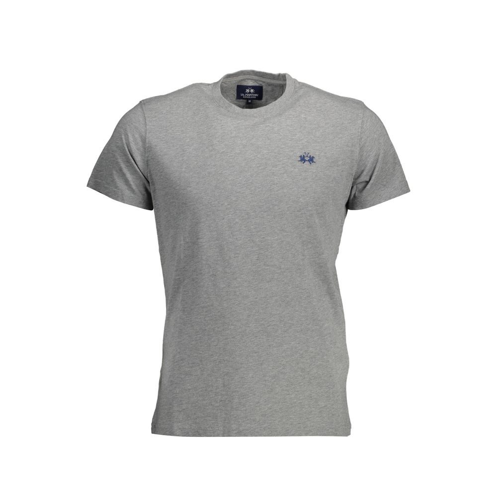 La Martina Brown Cotton Men T-Shirt with crew neck and iconic logo embroidery, offering a comfortable fit for casual occasions.