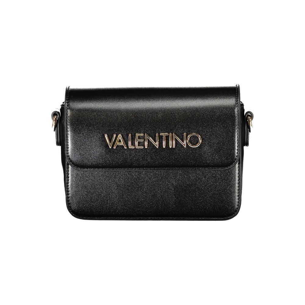 Mario Valentino Black Polyethylene Women Handbag with logo, sleek design, adjustable strap, and automatic closure for stylish convenience.