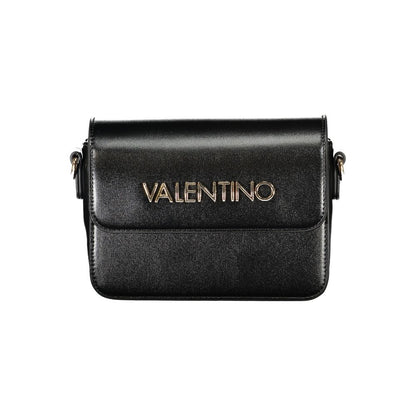 Mario Valentino Black Polyethylene Women Handbag with logo, sleek design, adjustable strap, and automatic closure for stylish convenience.