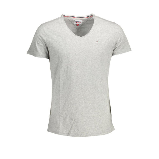 Tommy Hilfiger Brown Cotton Men T-Shirt crafted from organic cotton with a V-neck and embroidered logo, offering comfort and style.