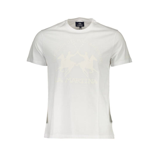 La Martina White Cotton Men T-Shirt with iconic logo on a sports elegance design