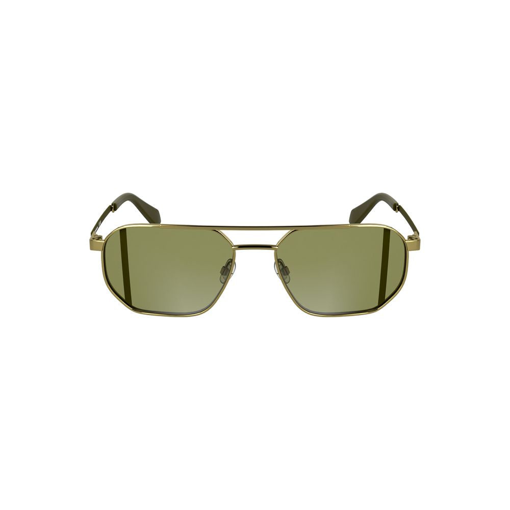 Calvin Klein Gold Metal Men Sunglass with sleek frame and green square lenses, offering stylish eye protection with luxury appeal.
