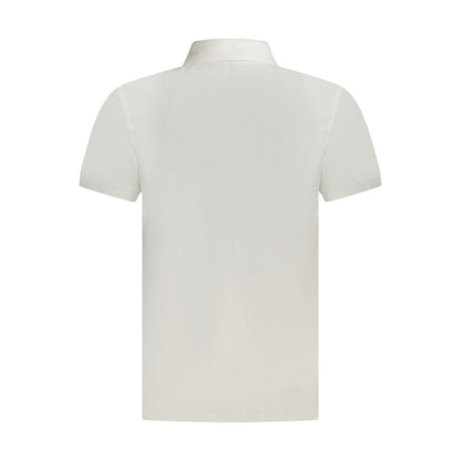 Back view of Timberland White Cotton Men Polo Shirt showcasing classic design and breathable 100% cotton fabric.