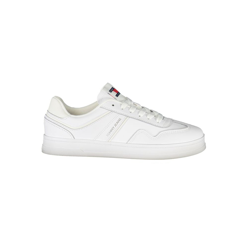 Tommy Hilfiger White Polyethylene Women Sneaker with dynamic design and removable footbed for comfort.