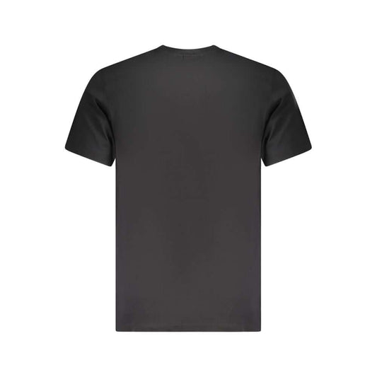 Fila Black Cotton Men T-Shirt featuring a classic crew neck design and iconic Fila logo, made from 100% organic cotton for comfort and style.