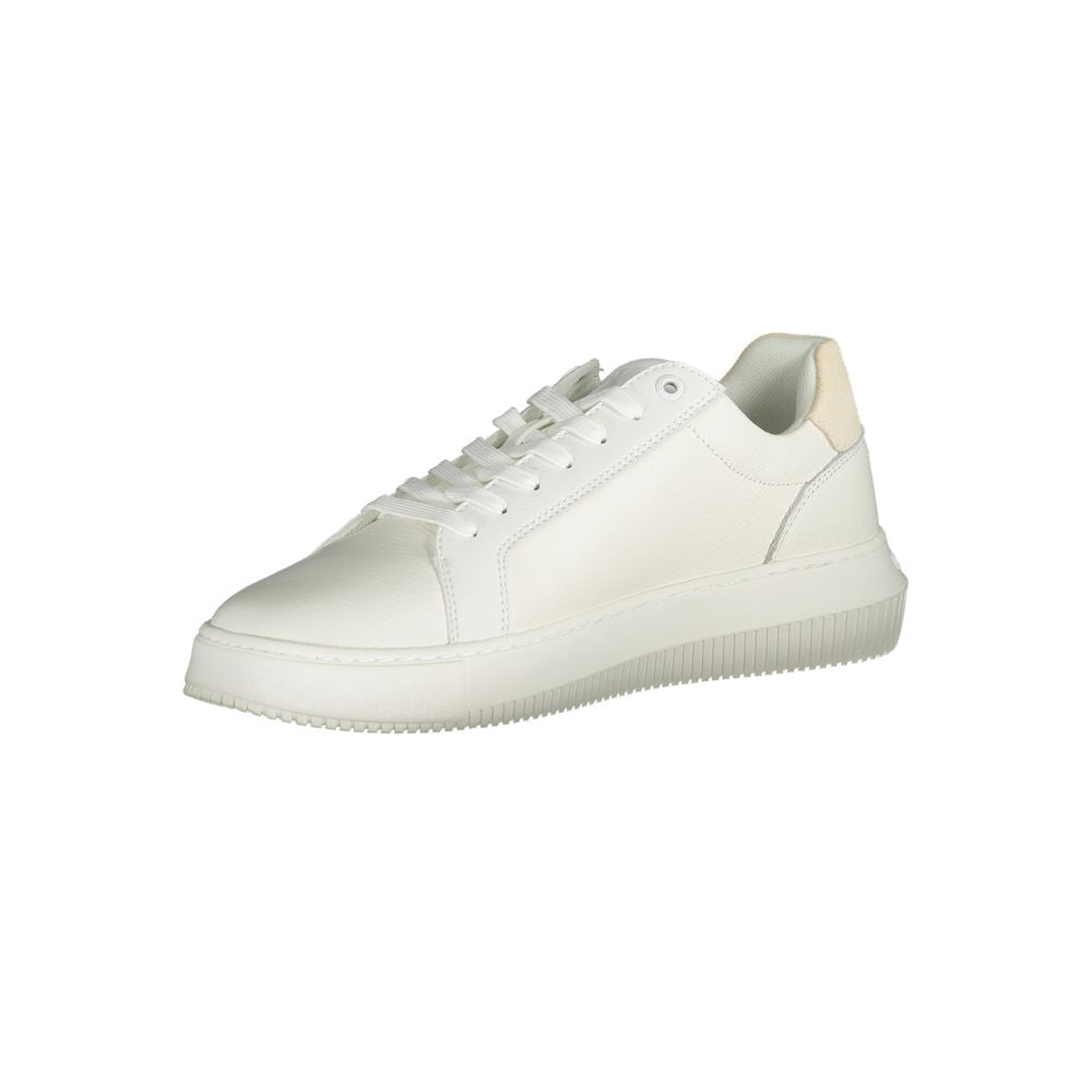 Calvin Klein White Polyethylene Men Sneaker featuring stylish design with removable insole and iconic logo for urban chic look.