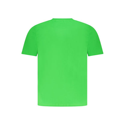 Back view of North Sails Green Cotton Men T-Shirt, showcasing vibrant color and short sleeves.