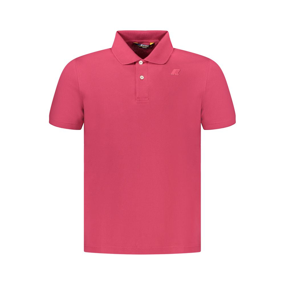 K-WAY Pink Cotton Men Polo Shirt with short sleeves, featuring iconic K-WAY logo, perfect for modern style and everyday luxury.