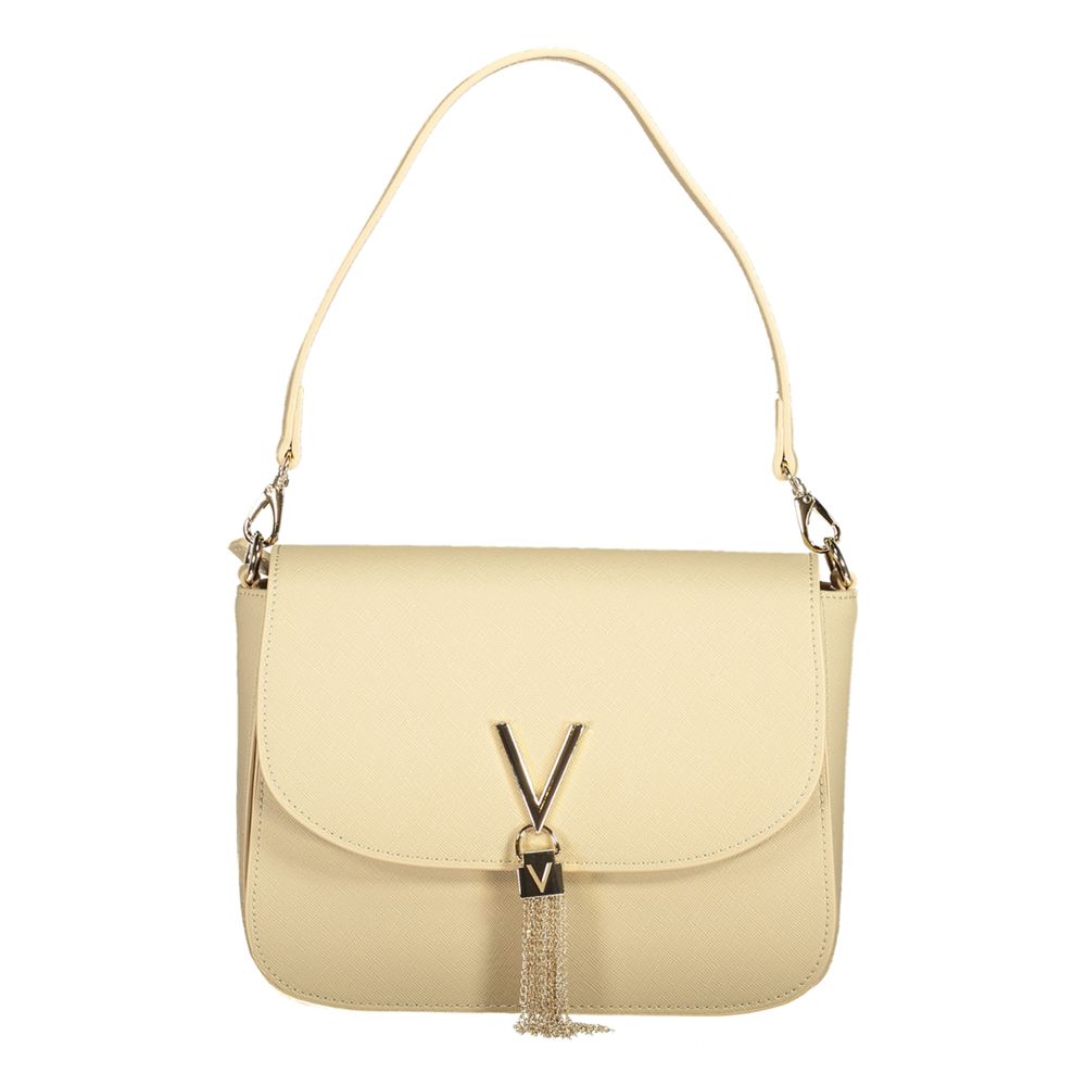 Mario Valentino Beige Polyethylene Women Handbag with shoulder and chain straps, featuring elegant design and practical storage compartments.